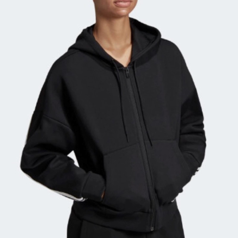 SOLD Adidas classic 3 stripe zip scuba hoodie Med - Picture 5 of 14